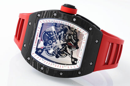 RM 67 02 Extra Flat Skeleton White Strap Watch