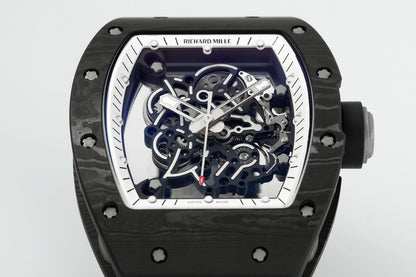 RM 67 02 Extra Flat Skeleton White Strap Watch