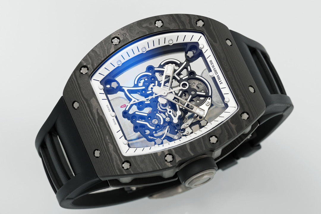 RM 67 02 Extra Flat Skeleton White Strap Watch