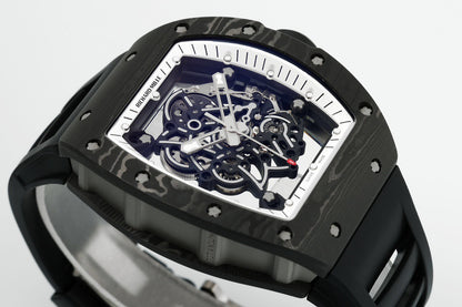 RM 67 02 Extra Flat Skeleton White Strap Watch