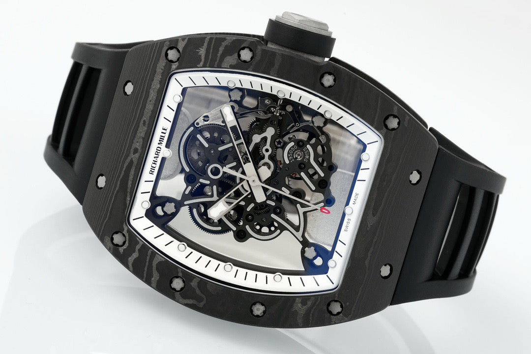 RM 67 02 Extra Flat Skeleton White Strap Watch