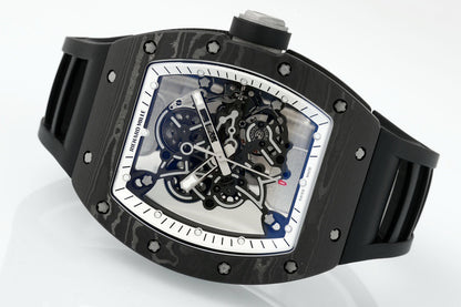 RM 67 02 Extra Flat Skeleton White Strap Watch