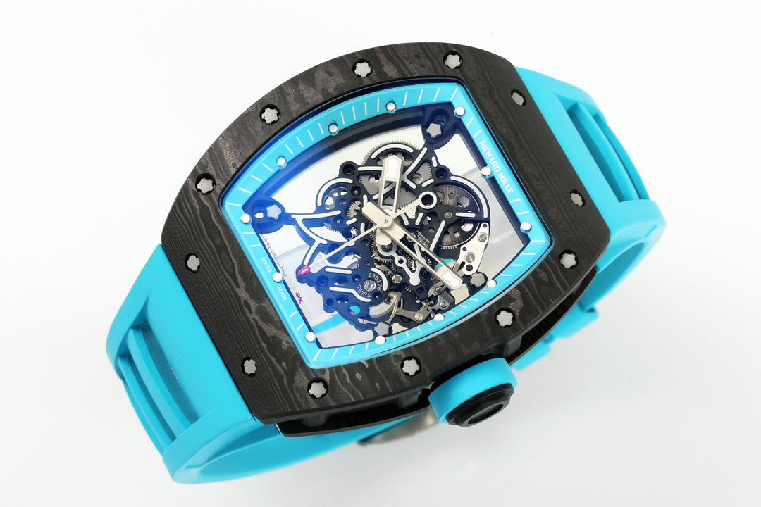 RM 67 02 Extra Flat Skeleton White Strap Watch