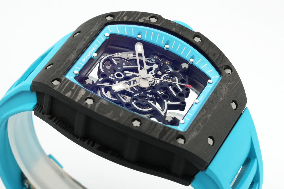 RM 67 02 Extra Flat Skeleton White Strap Watch
