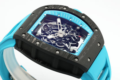 RM 67 02 Extra Flat Skeleton White Strap Watch