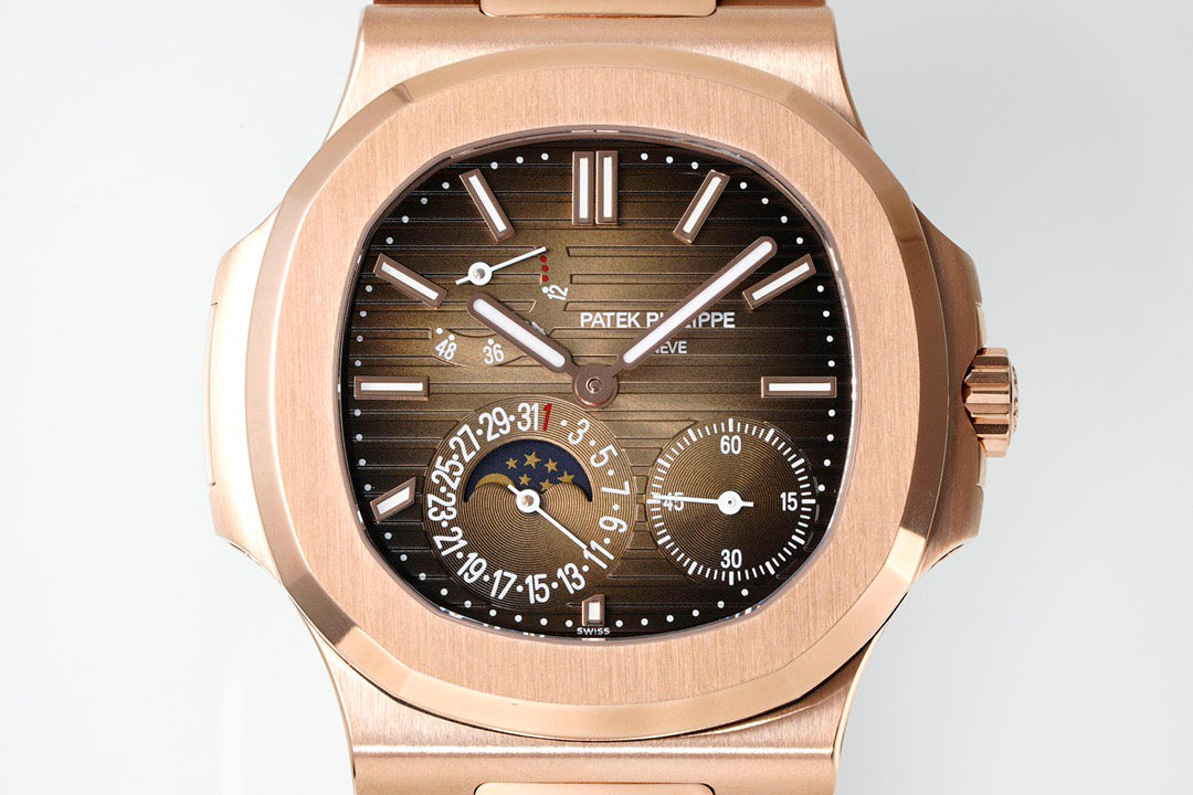 Nautilus Moonphase Rose Gold Dial Bracelet Watch
