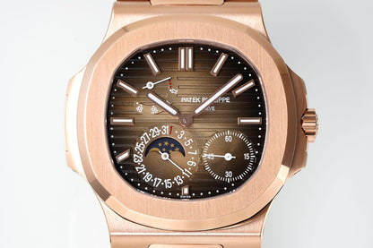 Nautilus Moonphase Rose Gold Dial Bracelet Watch