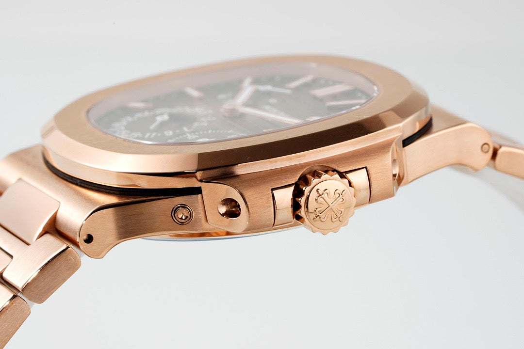 Nautilus Moonphase Rose Gold Dial Bracelet Watch