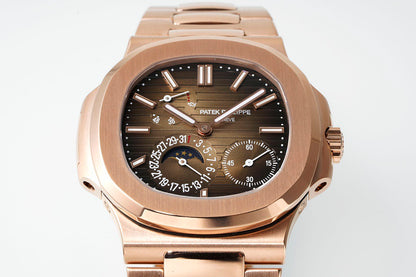Nautilus Moonphase Rose Gold Dial Bracelet Watch