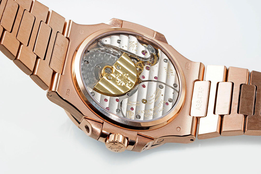 Nautilus Moonphase Rose Gold Dial Bracelet Watch