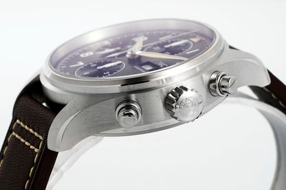 Schaffhausen Pilot’s Watch Chronograph Black Dial Brown Leather Strap Watch