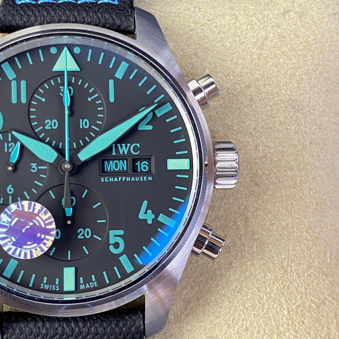 Schaffhausen Pilot’s Watch Chronograph Black Dial Brown Leather Strap Watch