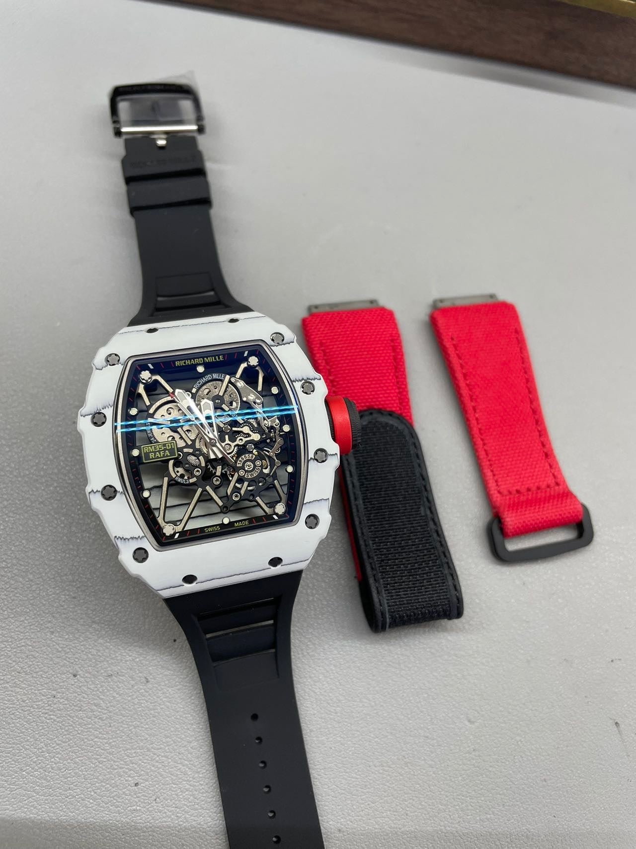 RM 35-01 Rafael Nadal Skeleton Automatic Watch White Case