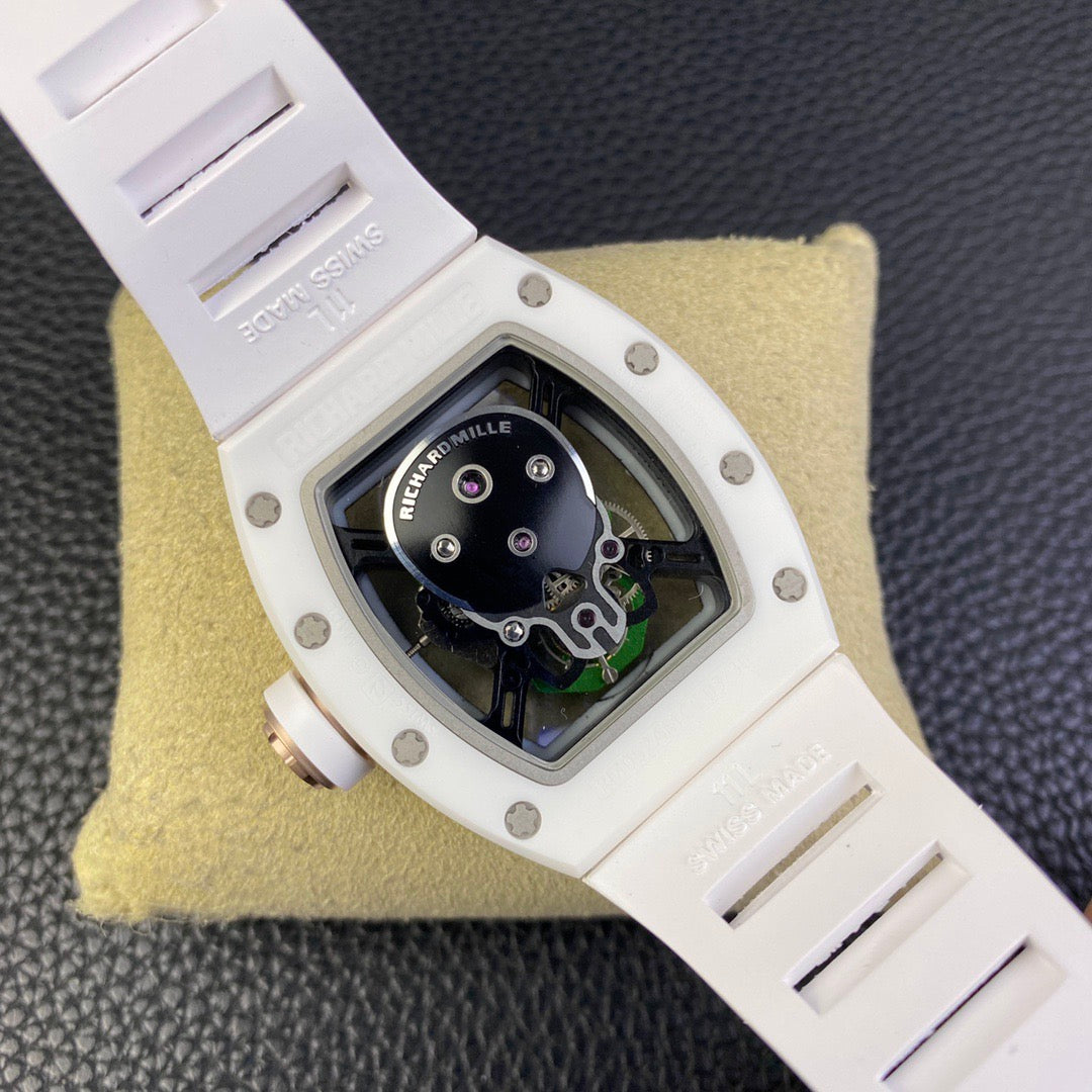 RM Skull Green Skeleton Automatic White Ceramic Edition