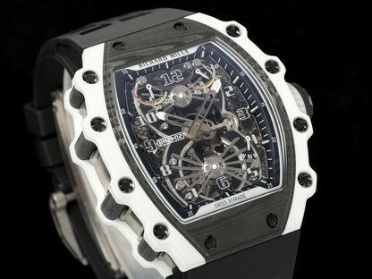 RM 53 White Black Skeleton Watch