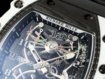 RM 53 White Black Skeleton Watch