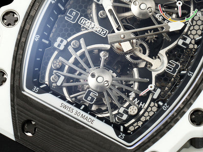 RM 53 White Black Skeleton Watch