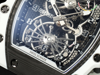 RM 53 White Black Skeleton Watch