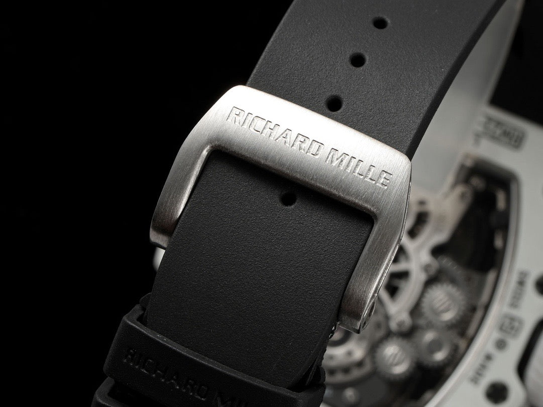 RM 53 White Black Skeleton Watch