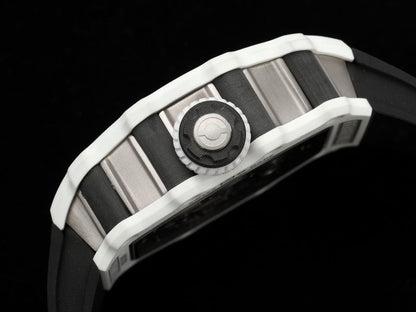 RM 53 White Black Skeleton Watch