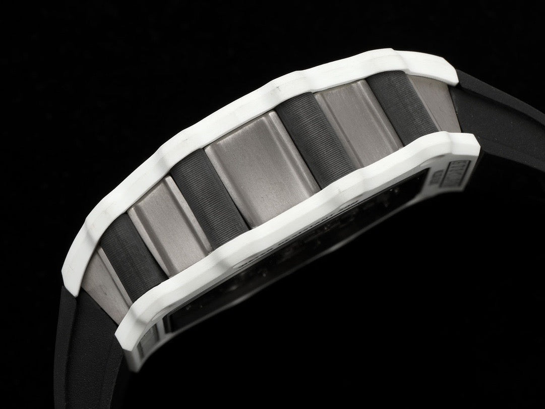 RM 53 White Black Skeleton Watch