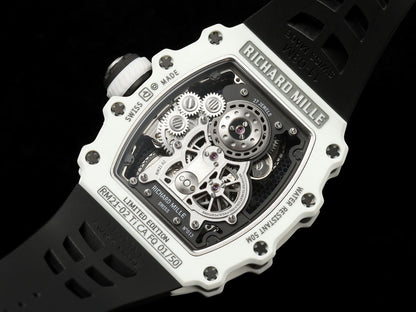 RM 53 White Black Skeleton Watch