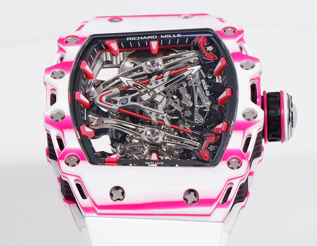 RM 53 White Pink Neon Skeleton Watch