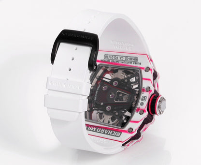 RM 53 White Pink Neon Skeleton Watch