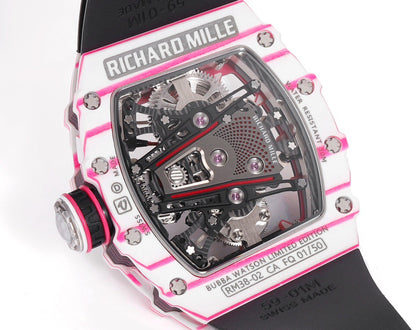RM 53 White Pink Neon Skeleton Watch