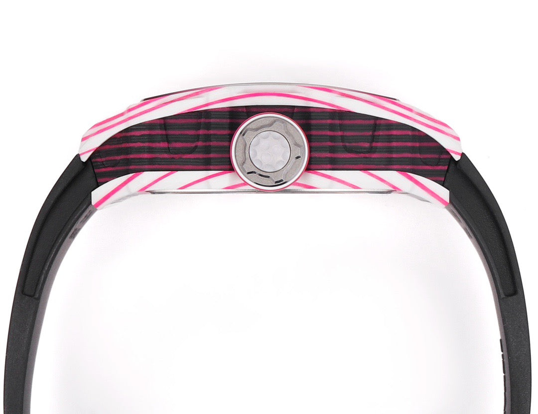 RM 53 White Pink Neon Skeleton Watch