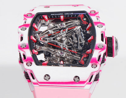 RM 53 White Pink Neon Skeleton Watch