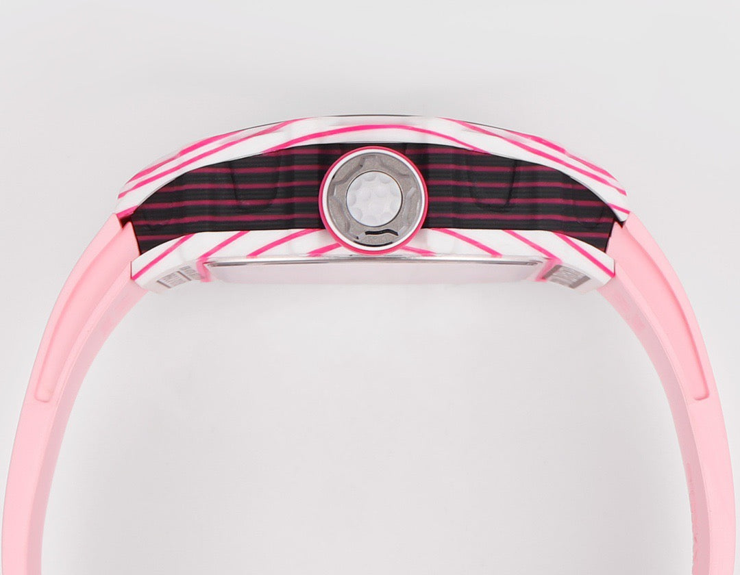 RM 53 White Pink Neon Skeleton Watch