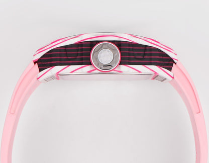 RM 53 White Pink Neon Skeleton Watch