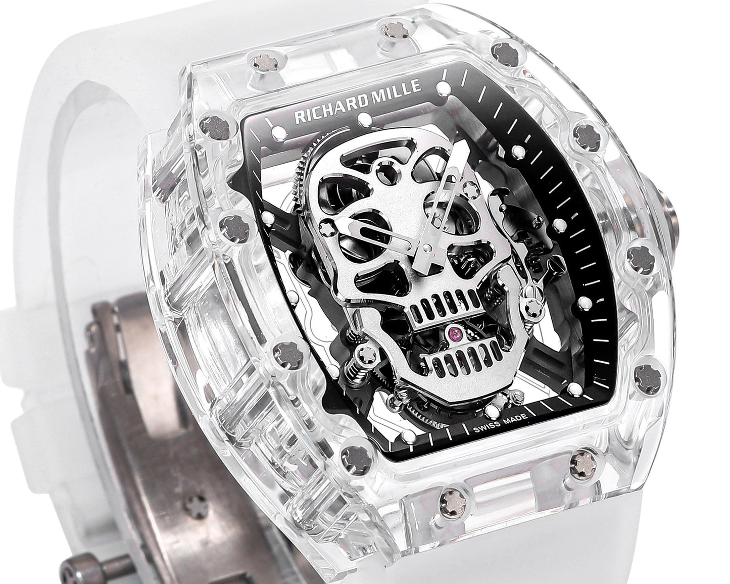 RM Skull Green Skeleton Automatic White Ceramic Edition