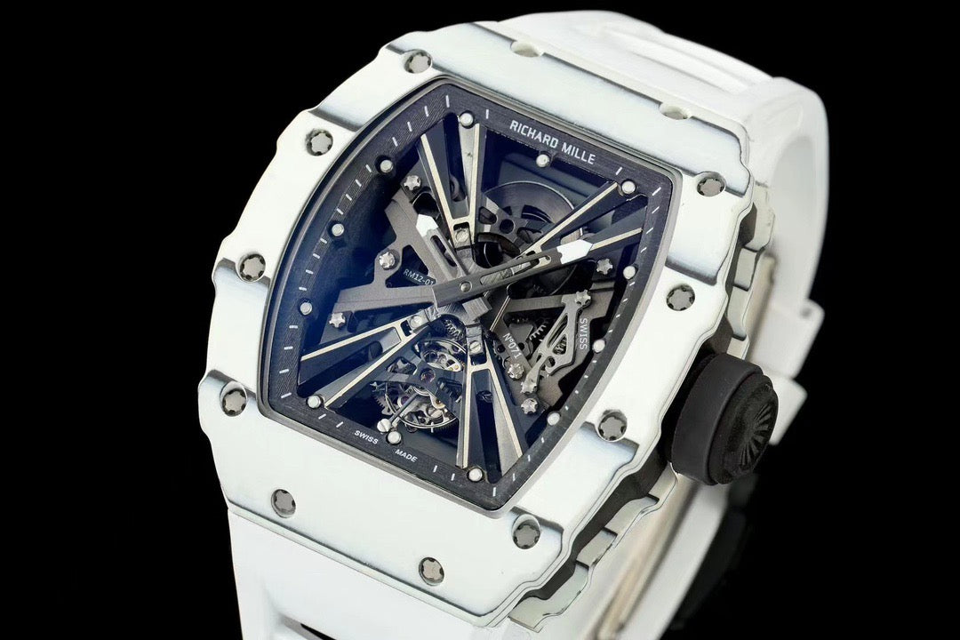 RM12-01 White Skeleton Dial Watch