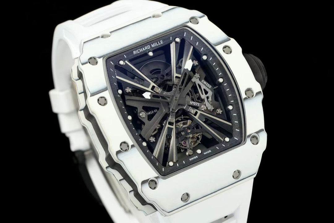 RM12-01 White Skeleton Dial Watch