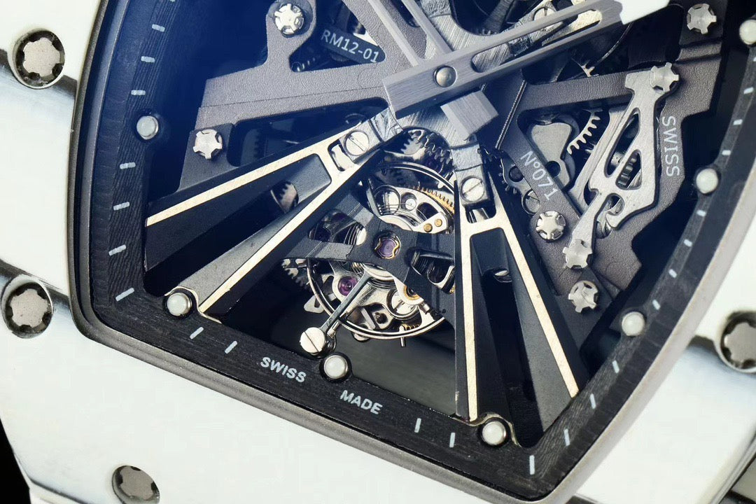 RM12-01 White Skeleton Dial Watch