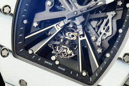 RM12-01 White Skeleton Dial Watch