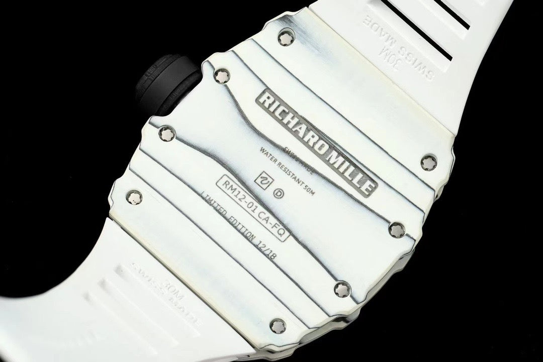 RM12-01 White Skeleton Dial Watch