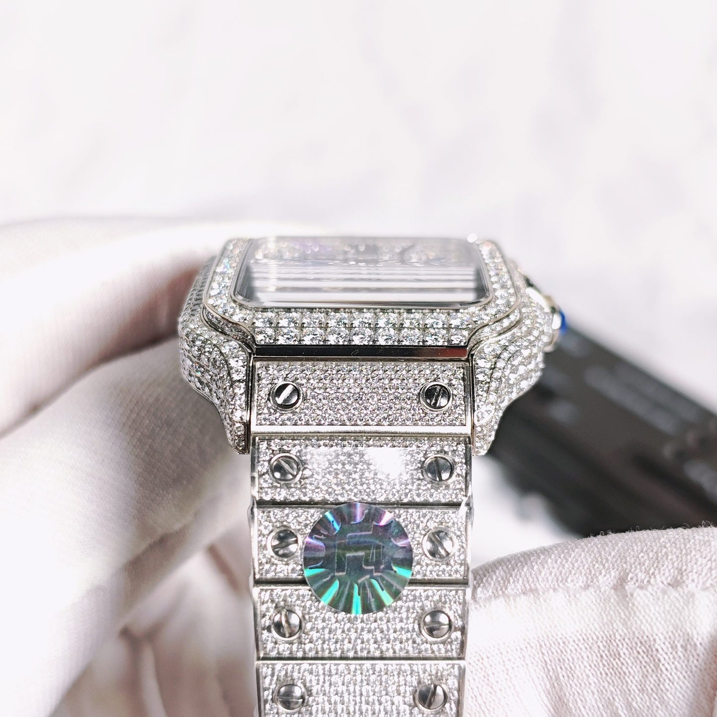 Santos Diamond Rainbow Dial Automatic Watch
