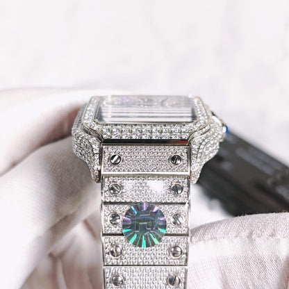 Santos Diamond Rainbow Dial Automatic Watch