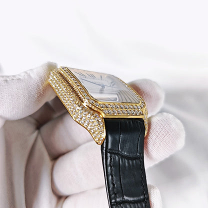 Santos Blue Dial Diamond Automatic Watch