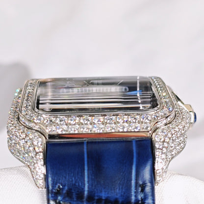 Santos Blue Dial Diamond Automatic Watch