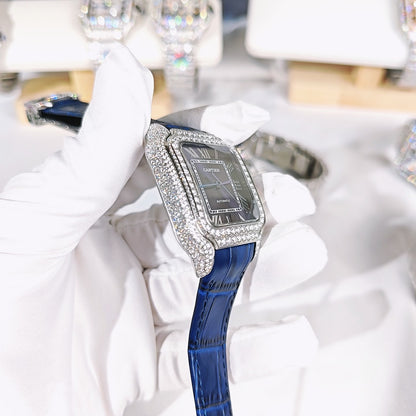 Santos Blue Dial Diamond Automatic Watch