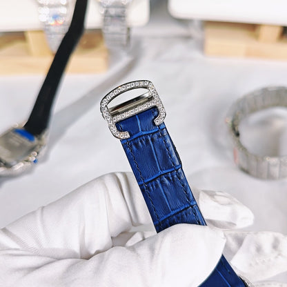 Santos Blue Dial Diamond Automatic Watch