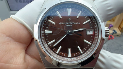 Overseas Burgundy Sunburst Dial Watch