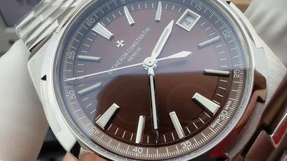 Overseas Burgundy Sunburst Dial Watch