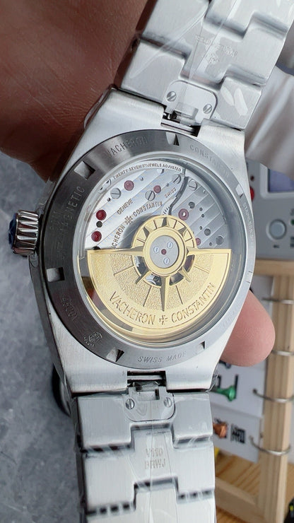 Overseas Burgundy Sunburst Dial Watch