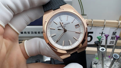 Overseas Rose Gold Silver Dial Watch