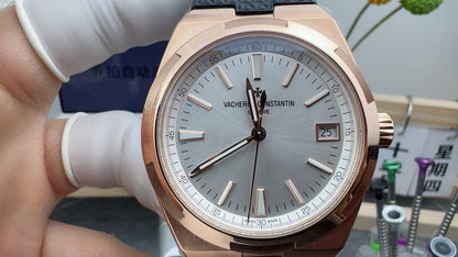 Overseas Rose Gold Silver Dial Watch